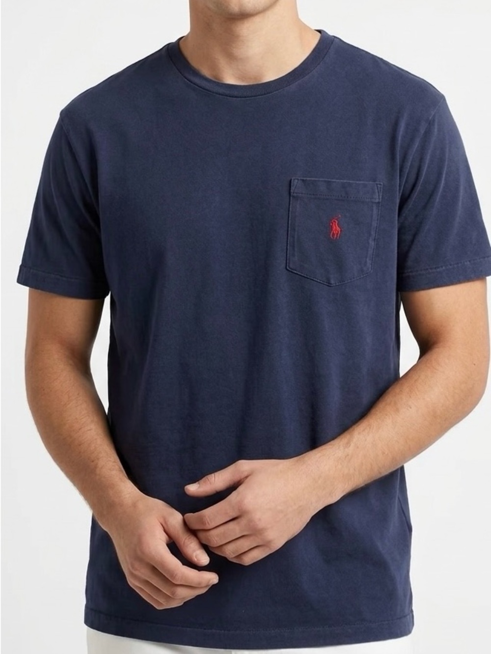 Vintage Polo Ralph Lauren Navy Pocket Tee Size M Preppy Minimalist Y2K
